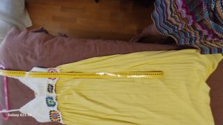 Vestido largo blanco y amarillo