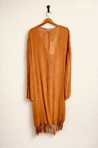 Caftán kimono flecos naranja ZW Collection zara S