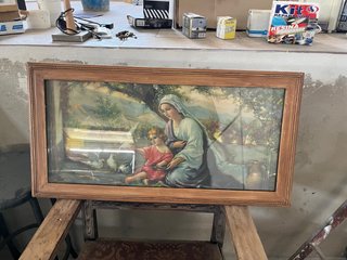 Cuadro antiguo religioso Virgen y Niño