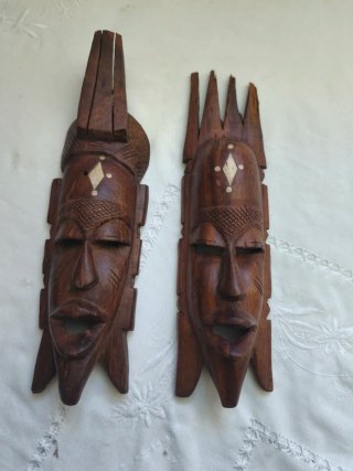 Set 2 máscaras tribales africanas madera