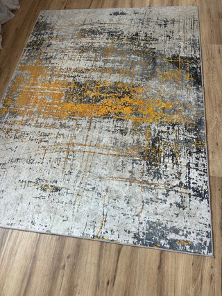 Alfombra diseño abstracto gris y naranja