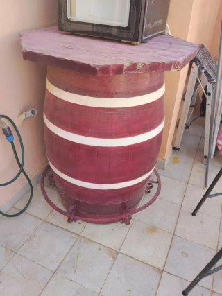 Mesa Tonel Terraza Madera y Metal