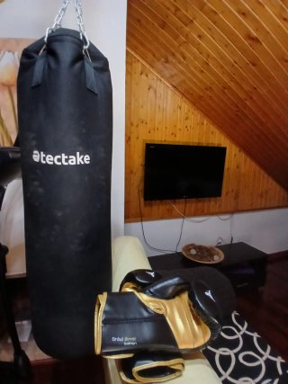 Saco y guantes boxeo Tectake