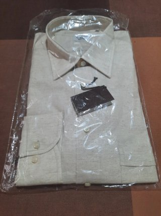 Camicia uomo manica lunga beige