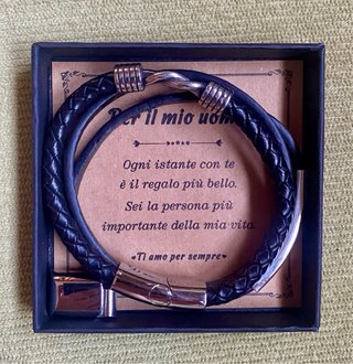 Pulsera Cuero Trenzado SUNSH Hombre Plata