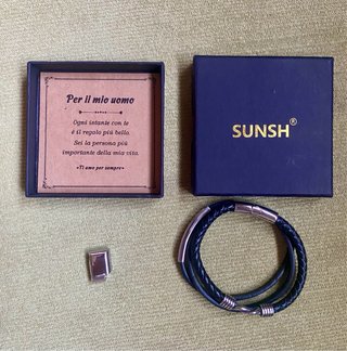 Pulsera Cuero Trenzado SUNSH Hombre Plata