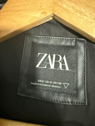 Chaqueta cuero negra Zara Hombre