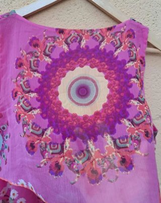 Vestido Desigual Talla 42 Naranja y Rosa