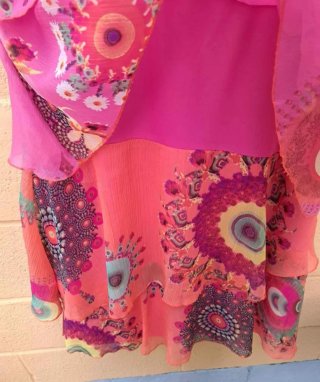 Vestido Desigual Talla 42 Naranja y Rosa
