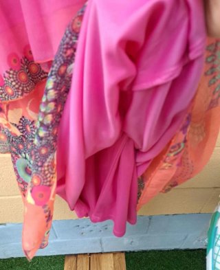Vestido Desigual Talla 42 Naranja y Rosa