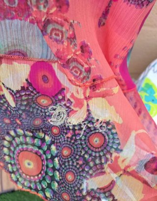 Vestido Desigual Talla 42 Naranja y Rosa