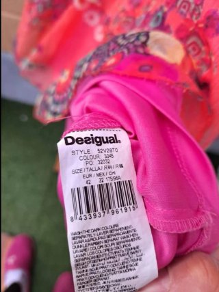 Vestido Desigual Talla 42 Naranja y Rosa