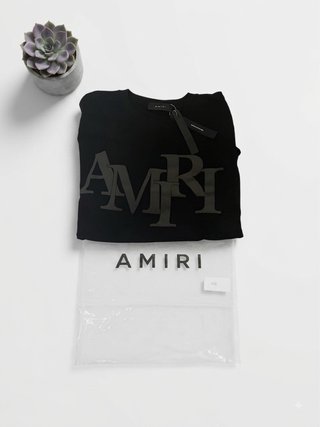 Camiseta Amiri Negra Logo Gris