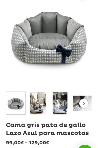 Cama para mascotas gris pata de gallo