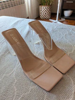 Sandalias transparentes tacón bloque Laura Mode