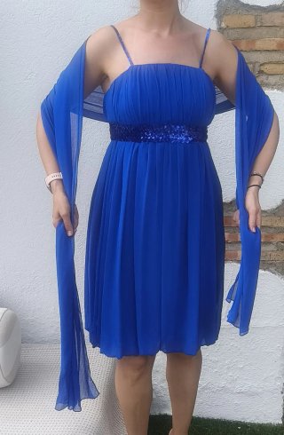 Vestido fiesta azul con lentejuelas
