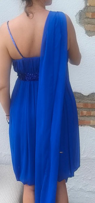 Vestido fiesta azul con lentejuelas