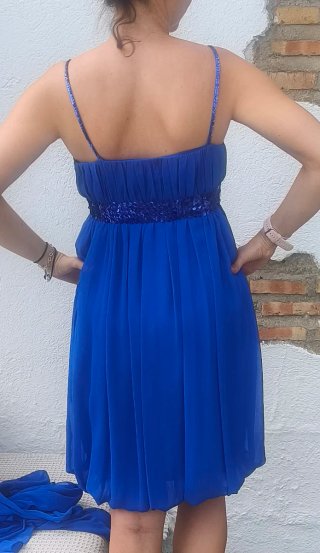 Vestido fiesta azul con lentejuelas