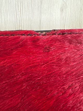 Bolso mano piel Italia pelo granate 22x15cm