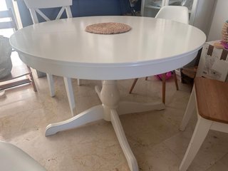 Mesa Comedor extensible Redonda Ikea Blanca.