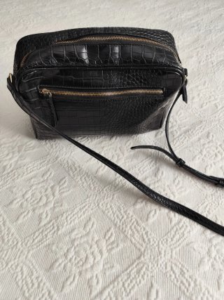 Bolso Misako Negro Piel Cocodrilo