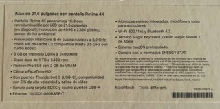 iMac 21,5 Retina 4K.