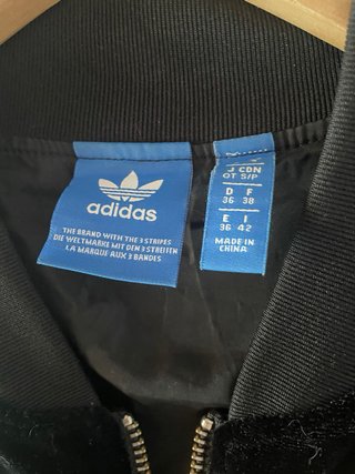 Chaqueta Adidas Terciopelo Negra Mujer