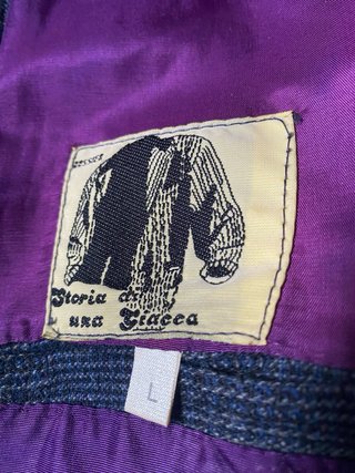 Giacca uomo blu con fodera viola
