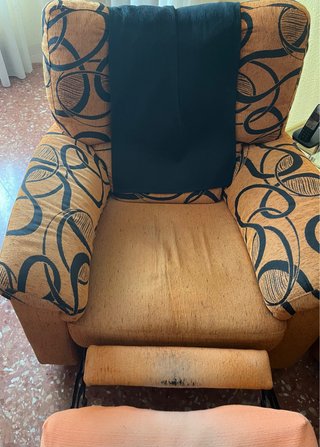 Sillón relax tela naranja y negro