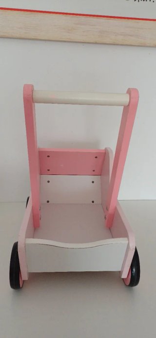 Carrito Muñecas Madera Rosa Playtive