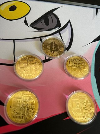 5 Monedas Bitcoin Oro Coleccionables