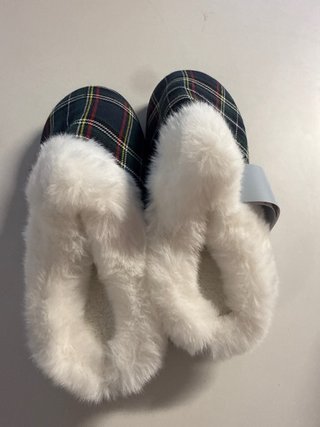 Pantofole tartan con pelliccia