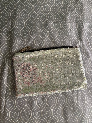 Bolso de mano lentejuelas plata y rosa