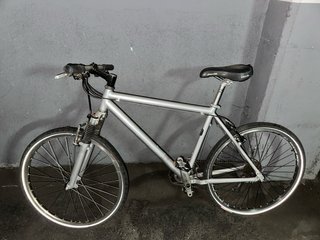 Bicicleta de montaña plateada
