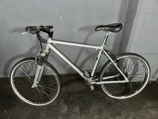 Bicicleta de montaña plateada