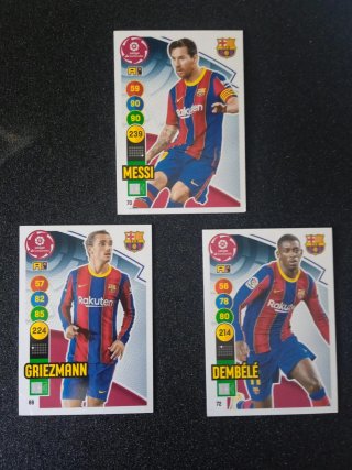 Trio Cartas Adrenalyn XL Messi, Griezmann, Dembélé