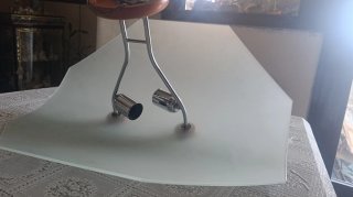 Lampadario in vetro e legno