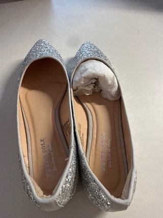 Scarpe glitter argento punta donna