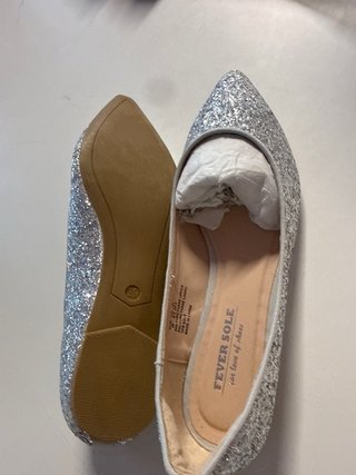 Scarpe glitter argento punta donna