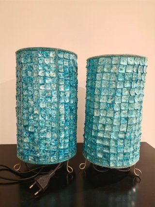 Pareja Lámparas Mesita Noche Azul