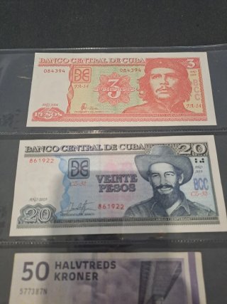 Lote 4 Billetes Varios: Cuba, Dinamarca, Croacia
