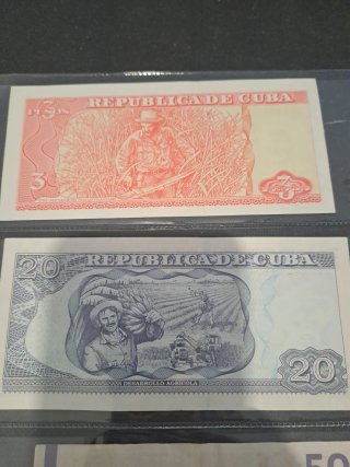 Lote 4 Billetes Varios: Cuba, Dinamarca, Croacia