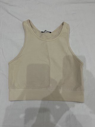 Top Zara Negro y Beige