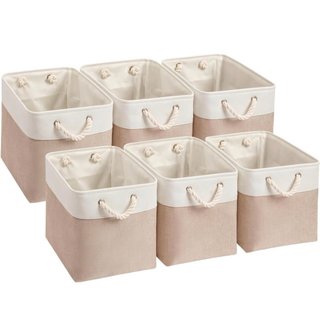 Cajas de Almacenamiento de Tela Beige y Blanca
