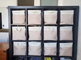 Cajas de Almacenamiento de Tela Beige y Blanca