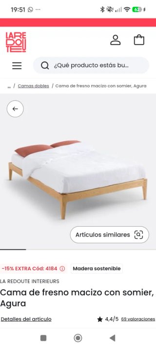 Letto in frassino massello con rete a doghe