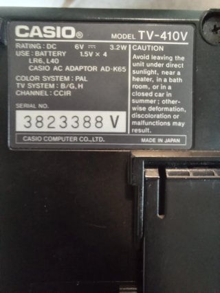 Televisor TV Portátil Casio TV-410