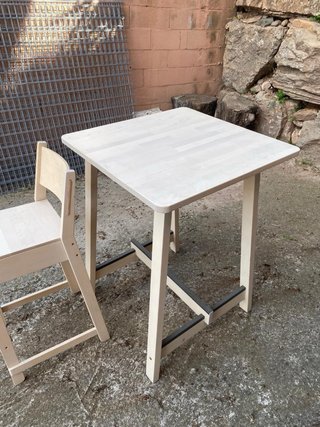 Mesa y 2 Sillas Exterior Madera y Metal
