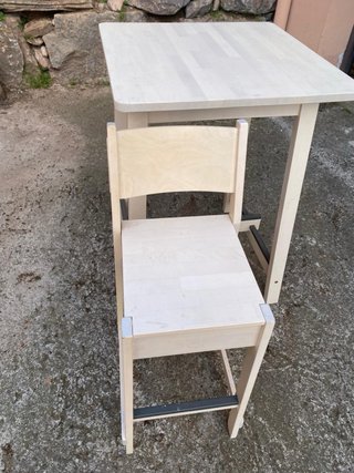 Mesa y 2 Sillas Exterior Madera y Metal