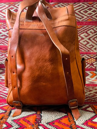 Mochila Marroquí Artesanal Cuero Marrón